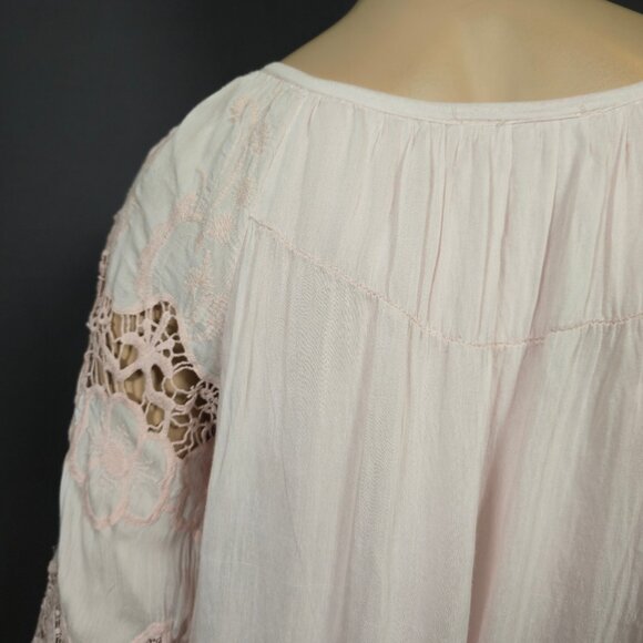 Y2K Boho Fairy Pink Lace Sequin Long Top Tunic Size L Silk Blend Made In Italy - Picture 9 of 11